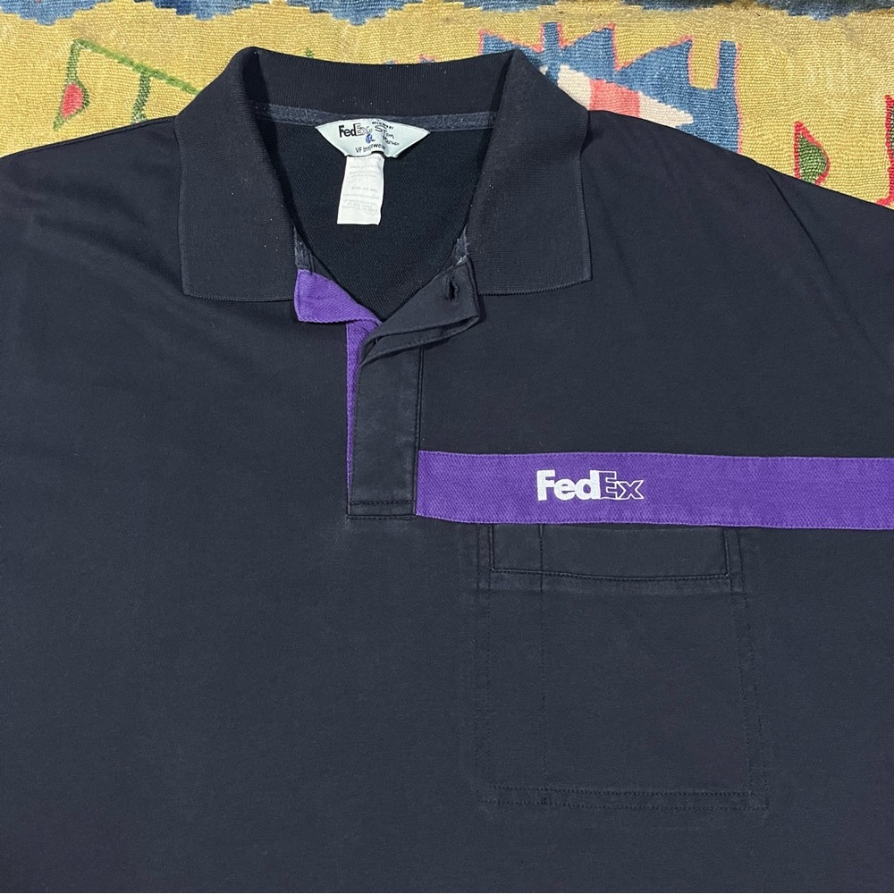 FedEx Stan Herman VF Imagewear Black & Purple Short Sleeve Polo Shirt Men’s XXL